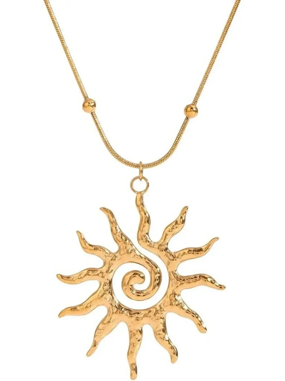 Women's Gold 1 Lobster Vintage Bohemian Unique Statement Sun Pendant Necklace